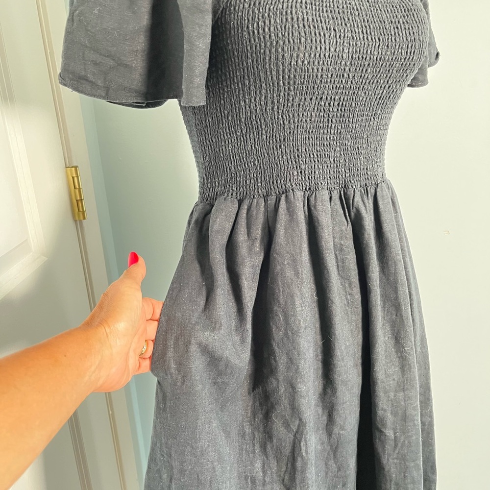 Madewell  black Puff-Sleeve Midi Dress - Picture 9 of 13